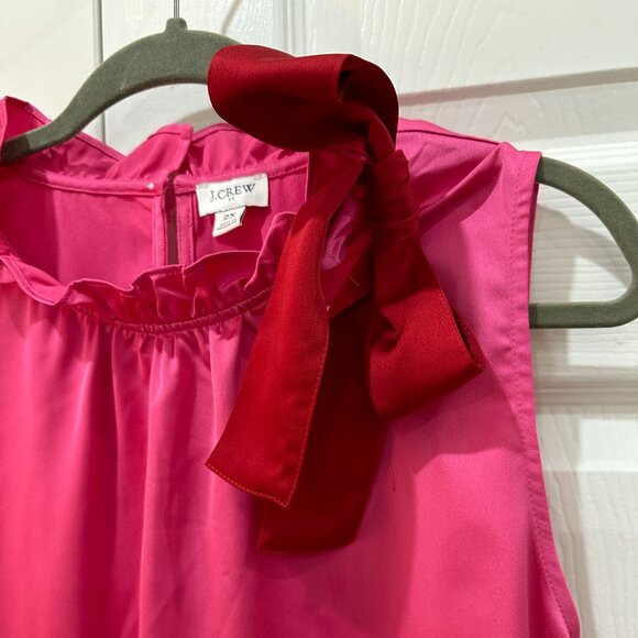 J. Crew Womens Pink Ruffled Crew Neck Sleeveless Front Bow Blouse Top - Picture 4 of 5